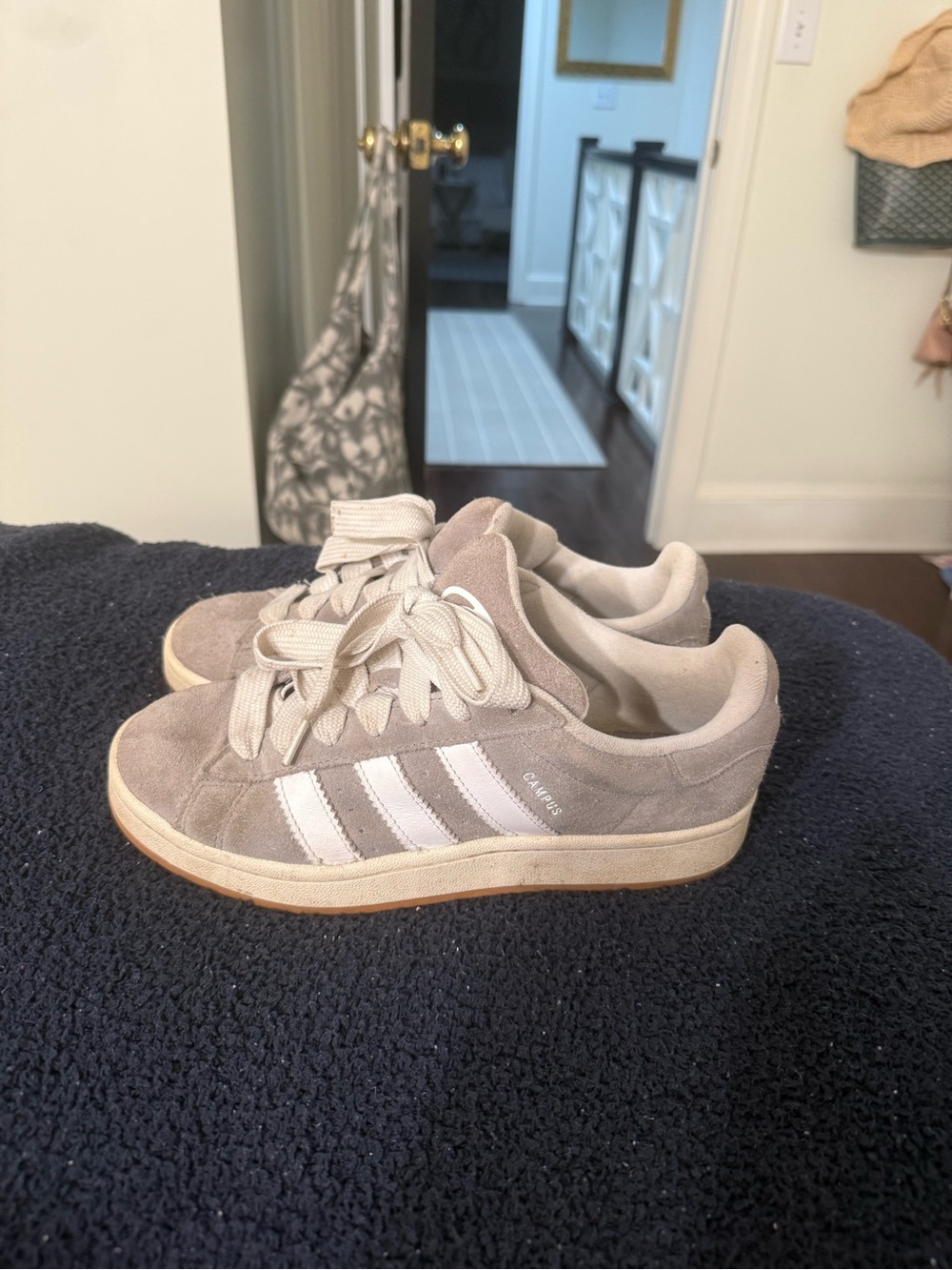 adidas Campus Suede Sneakers in Light Gray and White